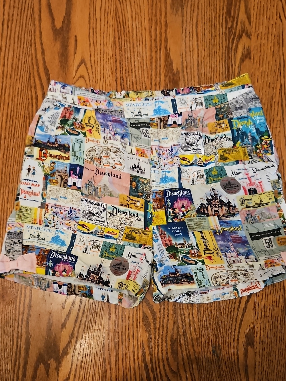 Disney Multicolor Postcard Collage Shorts